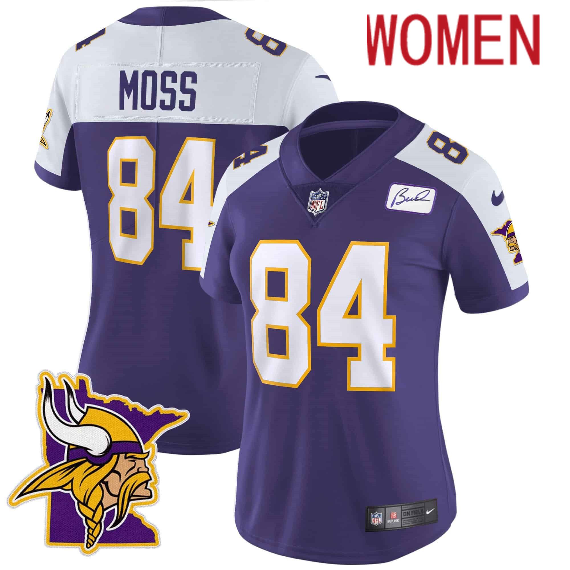 Women Minnesota Vikings #84 Moss Purple 2024 Nike Patch Classic Limited NFL Jersey